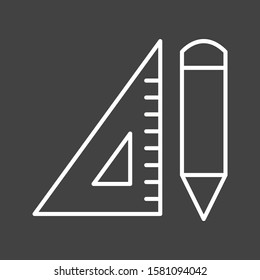 Beautiful Pencil & Set Square Line Vector Icon