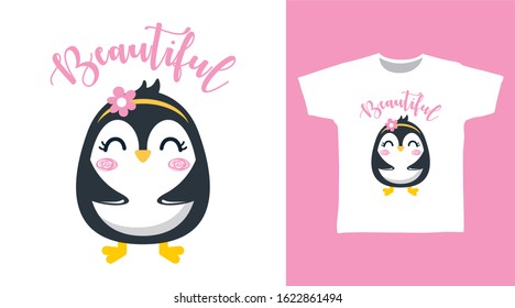 Beautiful penguin design vector illustration ready for print on tee, poster and other uses.