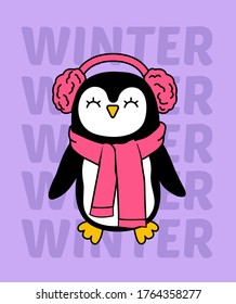 Hermoso pingüino caliente en invierno