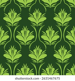 Beautiful Peonies. Seamless floral pattern. Flower Vintage background. Vector illustration. Gold foil and deep green. Template for textiles, wallpaper, paper.