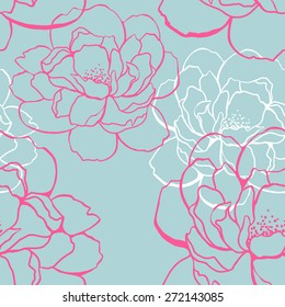 Beautiful peonies with smooth lines - vector stock