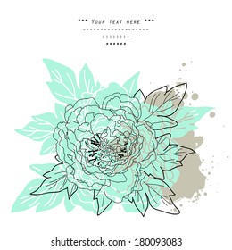 Beautiful peony bouquet design. Hand drawn vector illustration.