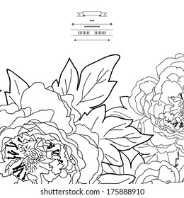 Beautiful peony bouquet design on white background. Hand drawn vector illustration.