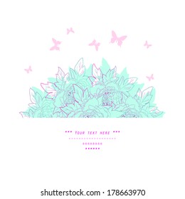 Beautiful peony. Hand drawn vector illustration.