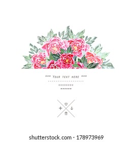 Beautiful peony. Hand drawn vector illustration.
