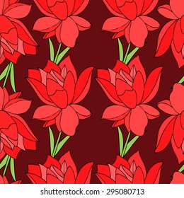 Beautiful peony seamless pattern design. Vector illustration.