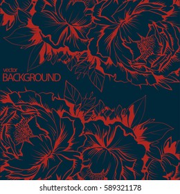 Beautiful peony.Vector background.Detailed flowers.