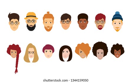 Beautiful people avatars collection. Vector illustration, eps 10