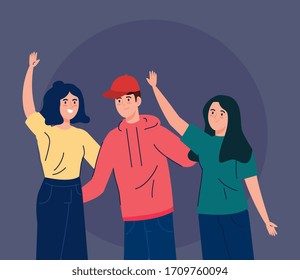 beautiful people together avatar characters vector illustration design - Shutterstock ID 1709760094