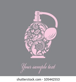 Beautiful perfume bottle, made of the leaf pattern. Vector EPS10 illustration.