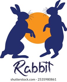 Beautiful pet silhouette of a rabbit against a sunrise background
