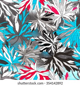 beautiful petals of flowers on a colored background seamless pattern