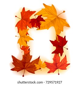 A beautiful photo frame made of vector autumn leaves 