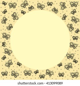 Beautiful picture frame with butterflies.Vector illustration