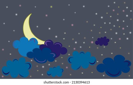 A beautiful picture of the night sky with the moon and clouds 