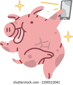 beautiful pig takes a selfie