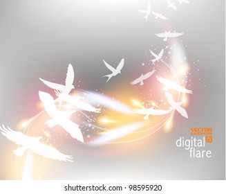 beautiful pigeon with digital flare design