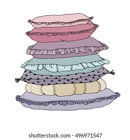 Beautiful pillows on a white background. isolated objects on white background. Vector illustration. 