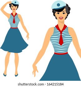 Beautiful pin up sailor girl 1950s style.