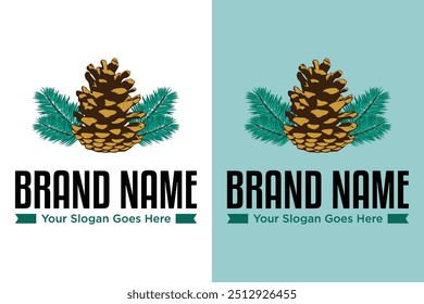 beautiful pine cone with leaf leave vector illustration logo design