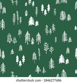 Beautiful pine tree, forest, Christmas tree seamless vector pattern