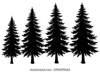 Beautiful Pine Tree Vector Illustration Art: Detailed Vector Illustration and Line Art Design of Pine Trees for Nature and Forest-Themed Projects, Perfect for Printables, Wall Art, and Graphic Design 