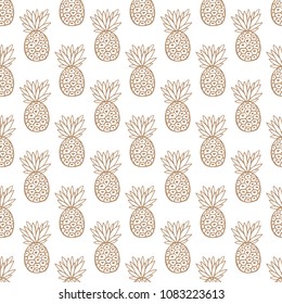 Beautiful pineapple seamless pattern on white