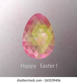 Beautiful pink abstract crystal easter egg. Vector illustration.
