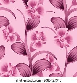 beautiful pink abstract flower background vector design decorative seamless tropical floral pattern fashionable with plants and leaves. Floral background. Exotic tropic. Summer design. print texture