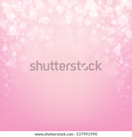 Beautiful pink background with bokeh lights, stars and sparkles. Vector illustration.