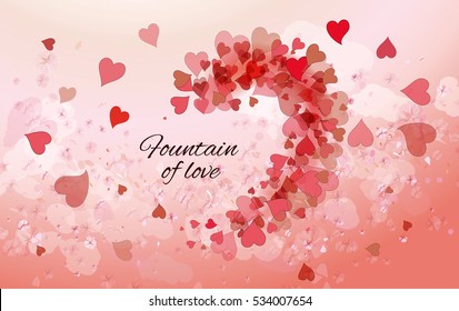 Beautiful pink background with hearts for Valentine Day