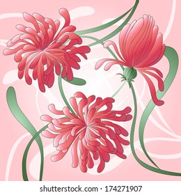 Beautiful pink background of linear asters