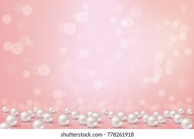 Beautiful pink background with pearls.Vector romantic illustration.