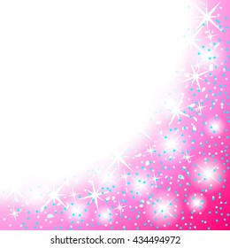 
Beautiful pink background with sparkles and lights. Beautiful design in the corner, vector illustration.
