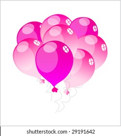A lot of beautiful pink balloons. Vector illustration.