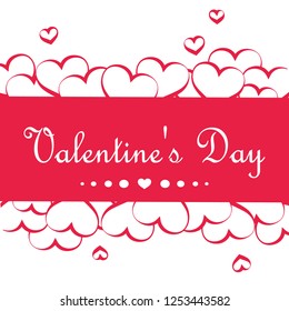 Beautiful pink banner with hearts. Happy Valentine's Day. Vector illustration.