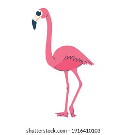 Beautiful pink big bird Greater Flamingo  Cute cartoon flamingo with big eyes vector 