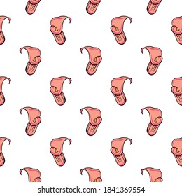 Beautiful pink bloom ,seamless pattern on white background.