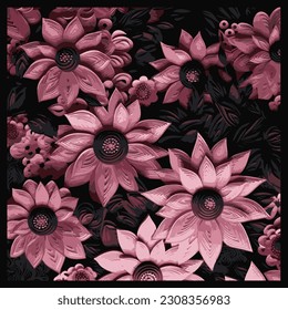 beautiful pink blooming rose flower pattern vector illustration design