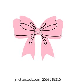 Beautiful pink bow illustration for gift wrapping or decoration ideas in various occasions