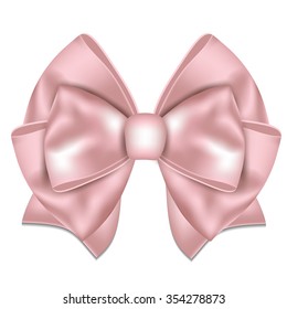 Beautiful pink bow on white background.