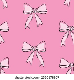 Beautiful pink Bows holiday design pattern seamless Vector Illustration