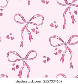 Beautiful Pink Bows holiday design pattern seamless Vector Illustration