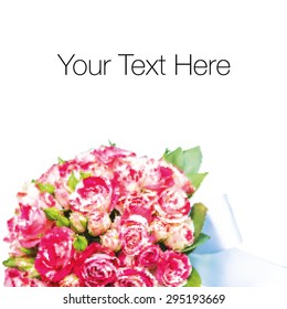 Beautiful pink bridal bouquet on a white background. Vector illustration. Design for wedding cards and invitations