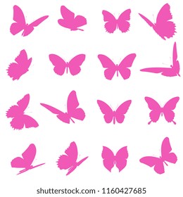 Beautiful Pink Butterflies Isolated On White Stock Vector (Royalty Free ...