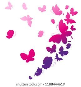 Beautiful Pink Butterflies Isolated On White Stock Vector (Royalty Free ...