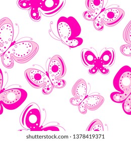 beautiful pink butterflies, isolated  on a white