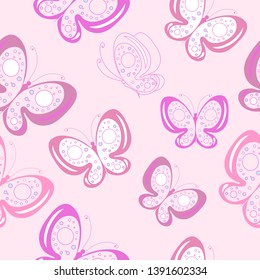 beautiful pink butterflies, isolated  on a white