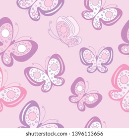 beautiful pink butterflies, isolated  on a white