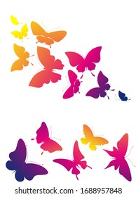 beautiful pink butterflies, isolated  on a white